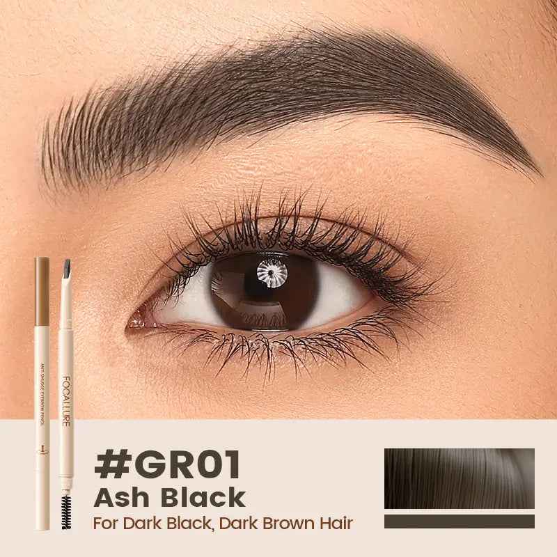 FOCALLURE Eversharp Blade Cosmetic Eyebrow Pencil with Sharpener, Waterproof, Smudge-Proof, High Pigmented, Break-Resistant, Non-Caking, Smooth Pre-Filled Natural-Looking Makeup Eyebrow Pencil