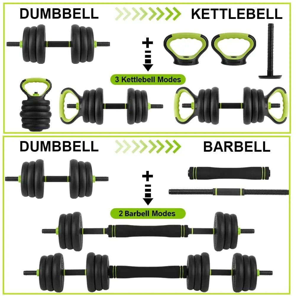 4-In-1 Adjustable Dumbbell Set 88/66 Lb – Converts to Barbell, Kettlebell & Push-Up Stand – All-In-One Home Gym Strength Training Equipment for Men & Women – Full Body Workouts