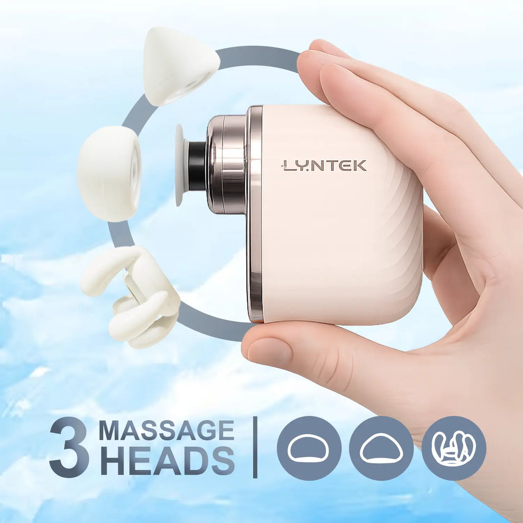 Lyntek Compact Mini Massage Gun - Lightweight Vibratory Selfcare Massager, Precision Brushless Cordless Battery-Operated Device, 5 Speed Settings, 3 Replaceable Heads for Home, Gym Portable Pain Relief