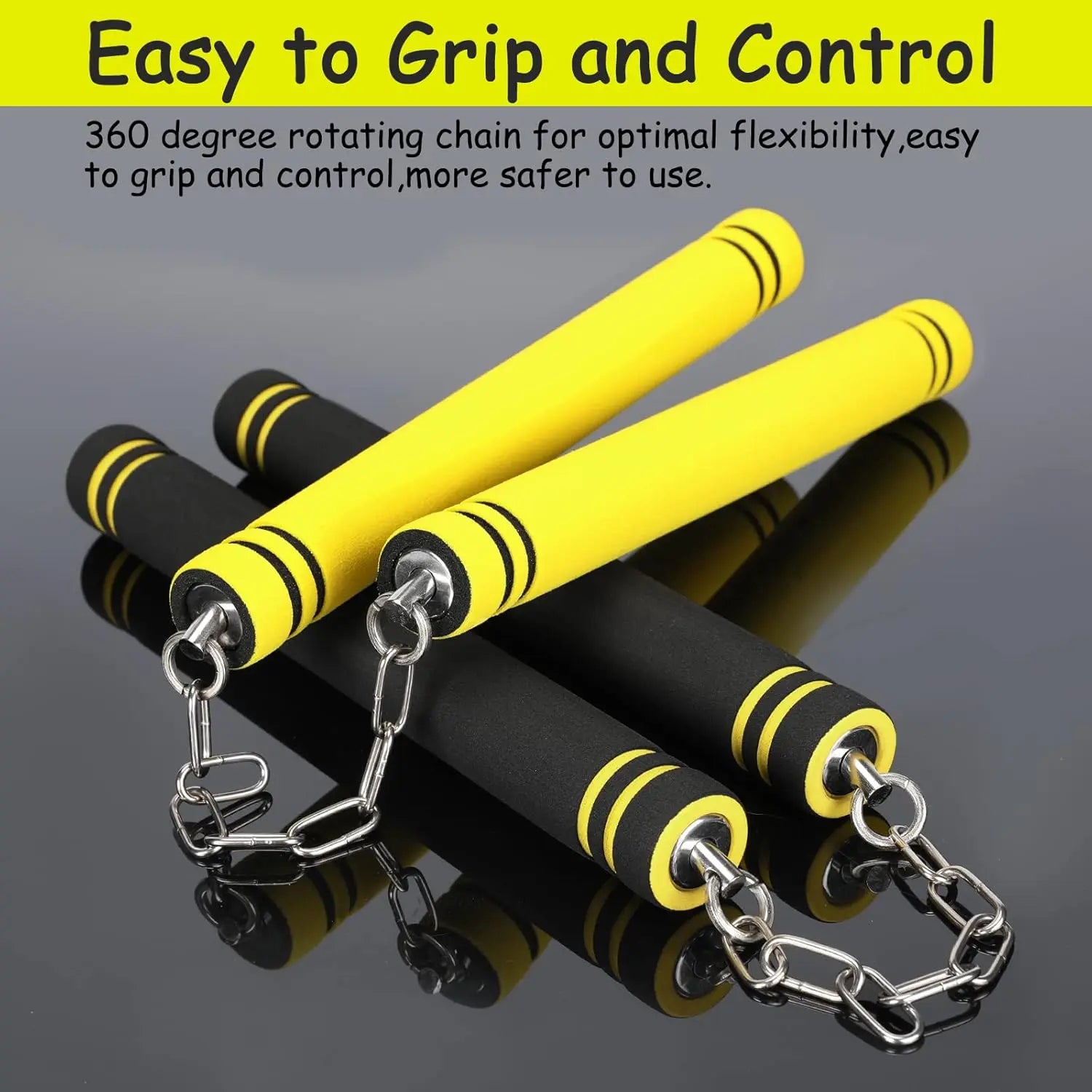 🥋 Foam Rubber Safe Training Nunchucks | Steel Chain & Bearing System Design, Martial Arts Taekwondo Gear for Kids, Beginners & Adult Practitioners ✨