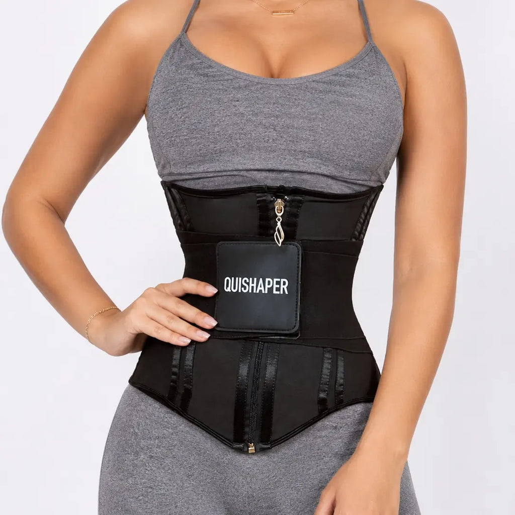 QUISHAPER Breathable Waist Trainer Belt Cincher Trimmer Tummy Control Body Shaper Women and Men for Corset Sport Workout Postpartum Belly Band Gym Beauty Shapewear Girdle Zipper Hooks Womenswear