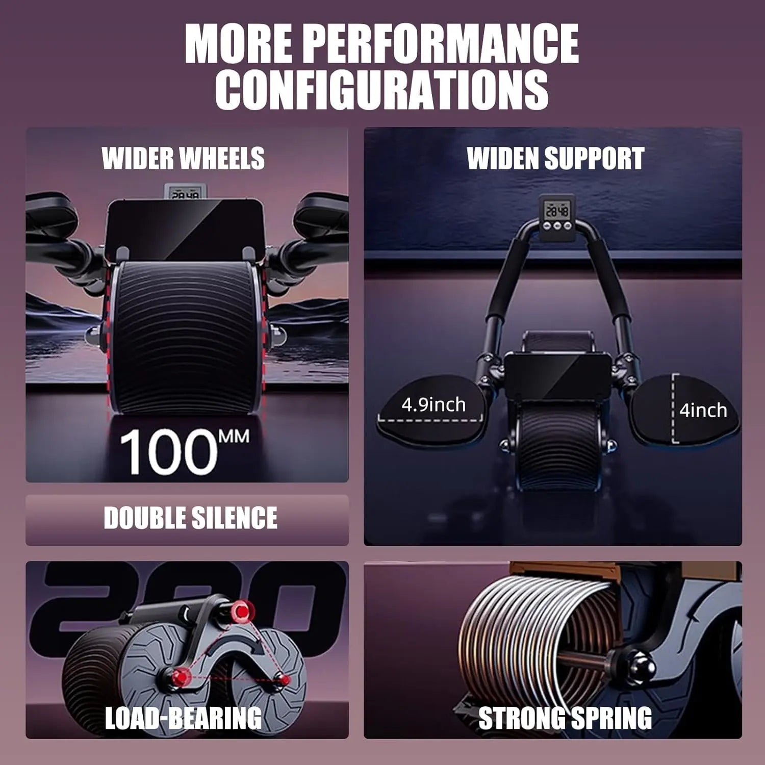 Ab Roller Wheel with Elbow Support - Automatic Rebound Abdominal Muscle Trainer, Tummy Exercise Equipment for Home Gym, Unisex Core & Full Body Workout Gear, Ideal Gift for Gym Lovers Fitness Digital Timer