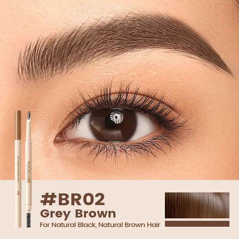 FOCALLURE Eversharp Blade Cosmetic Eyebrow Pencil with Sharpener, Waterproof, Smudge-Proof, High Pigmented, Break-Resistant, Non-Caking, Smooth Pre-Filled Natural-Looking Makeup Eyebrow Pencil