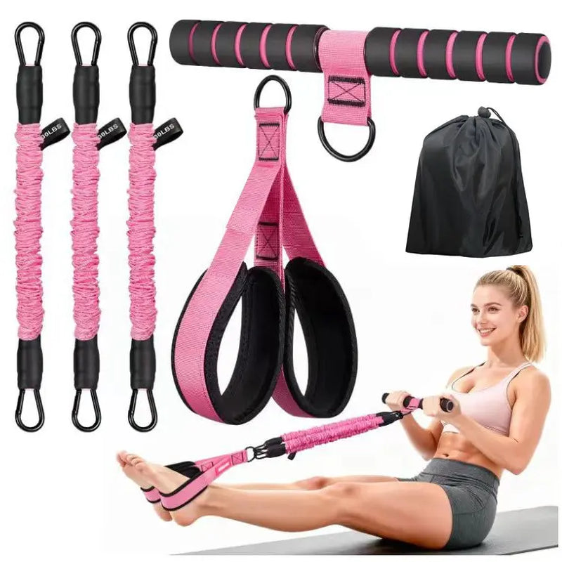 Upgraded Pedal Resistance Band Trainer - Durable Latex Tubes, Beginner-Friendly, Women'S Workout Gear, Portable Home Workout Exercise Equipment for Resistance Band Training & Toned Arms