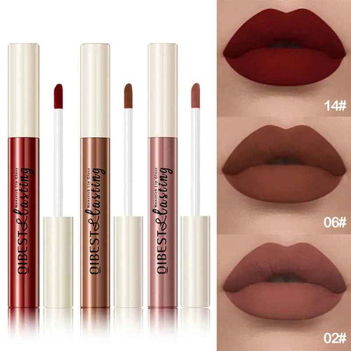 3PCS Matte Velvet Lip Gloss, Non-Stick Cup and Non-Fading Full-Coverage Lip Gloss, Suitable for All Skin Types,Multiple Colors to Choose From，Ideal for Everyday Use