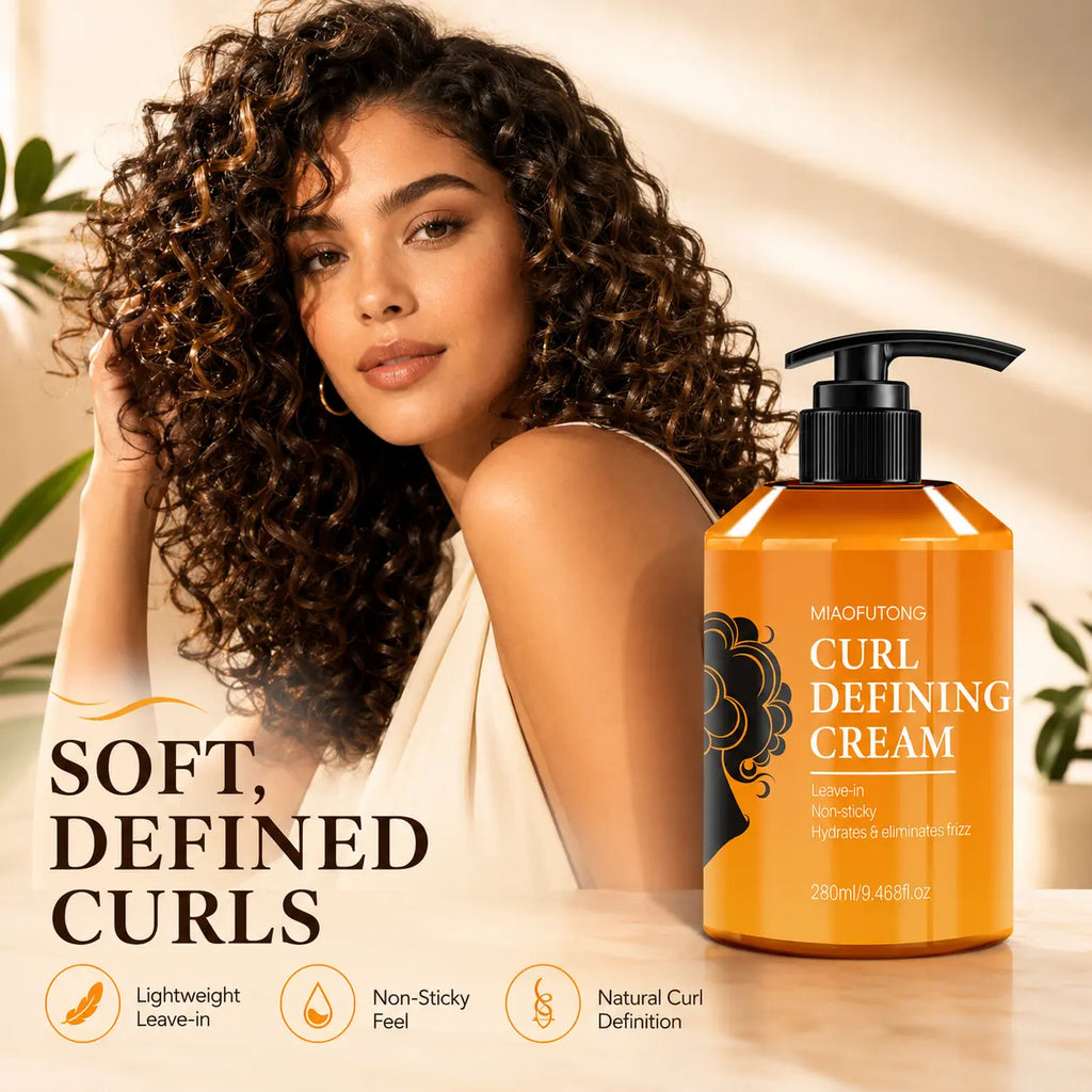 Curl Defining Cream 280Ml for Wavy & Curly Hair, Lightweight Leave-In Styling Cream Helps Smooth Frizz, Moisturize Dry-Feeling Hair, Reduce Static, Add Soft Bounce & Natural Curl Definition
