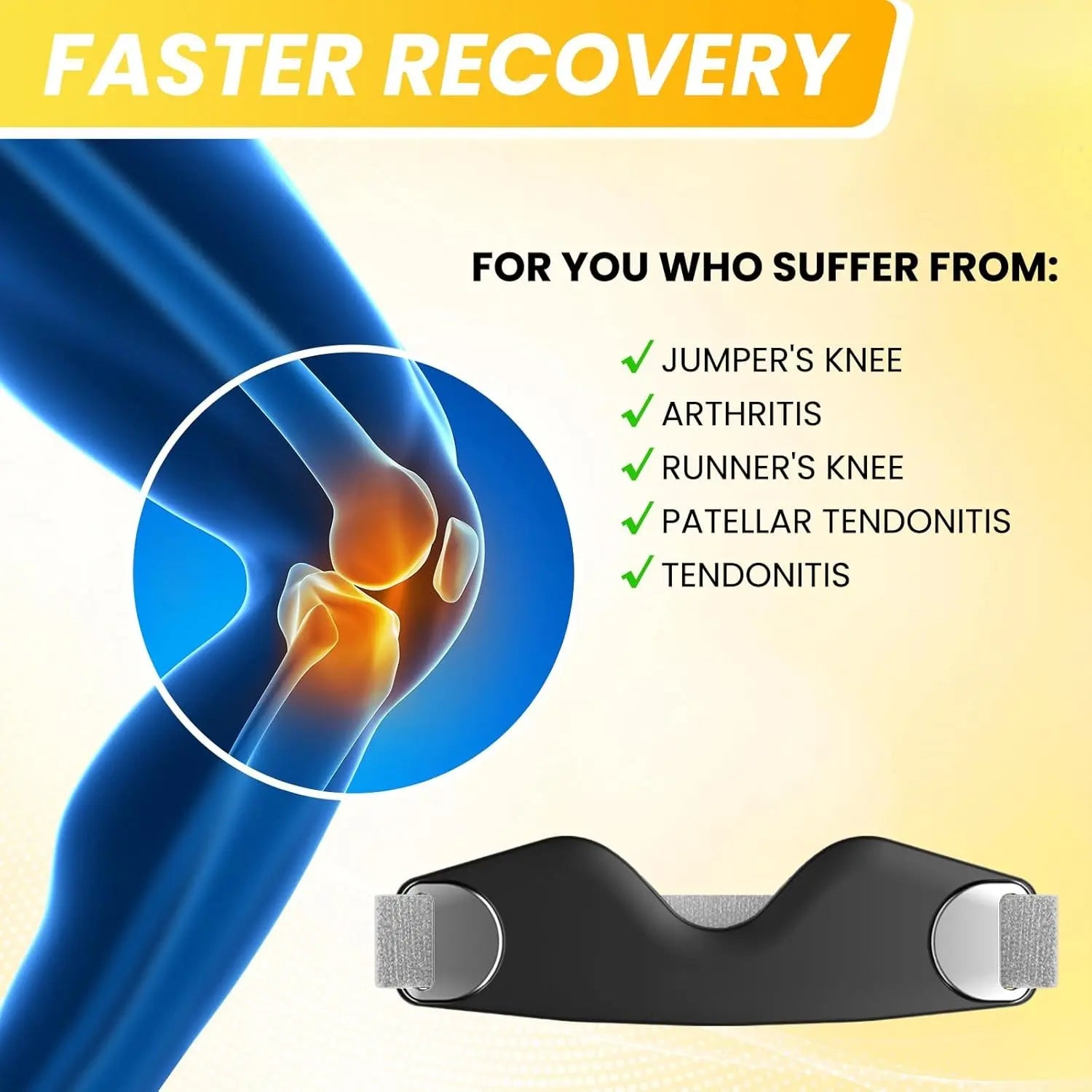 Patellar Tendon Support Strap - 2 Pack Adjustable Non-Slip Patella Band Stabilizer Silicone Knee Brace for Hiking, Running, Jumpers Knee, Tendonitis, Basketball, Squats,Holiday Gifts
