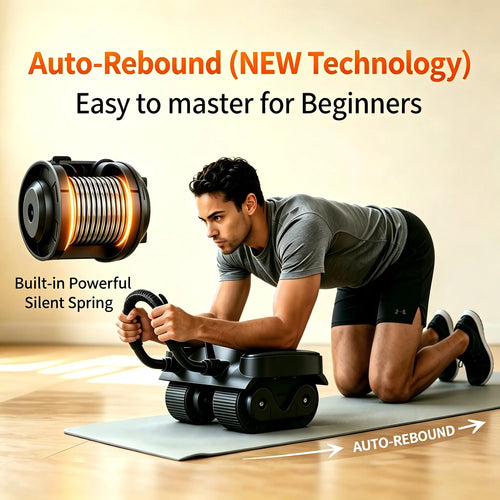 4 Wheel Auto Rebound Ab Roller with Digital Counter, Thick Elbow Pad & Phone Holder, Smooth Core、 Trainer for Home Gym Unisex Fitness Equipment Abdominal Exercise Equipment Abdominal Workout Machine Foam Roller Ab Roller Ab Roller Wheel Glutes Trainer