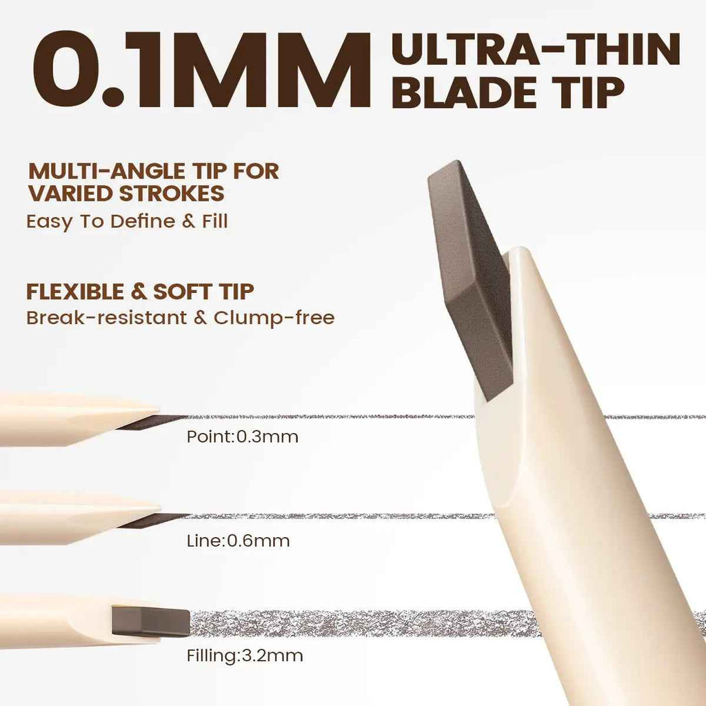 FOCALLURE Eversharp Blade Cosmetic Eyebrow Pencil with Sharpener, Waterproof, Smudge-Proof, High Pigmented, Break-Resistant, Non-Caking, Smooth Pre-Filled Natural-Looking Makeup Eyebrow Pencil
