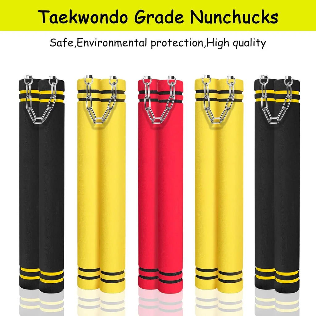 🥋 Foam Rubber Safe Training Nunchucks | Steel Chain & Bearing System Design, Martial Arts Taekwondo Gear for Kids, Beginners & Adult Practitioners ✨