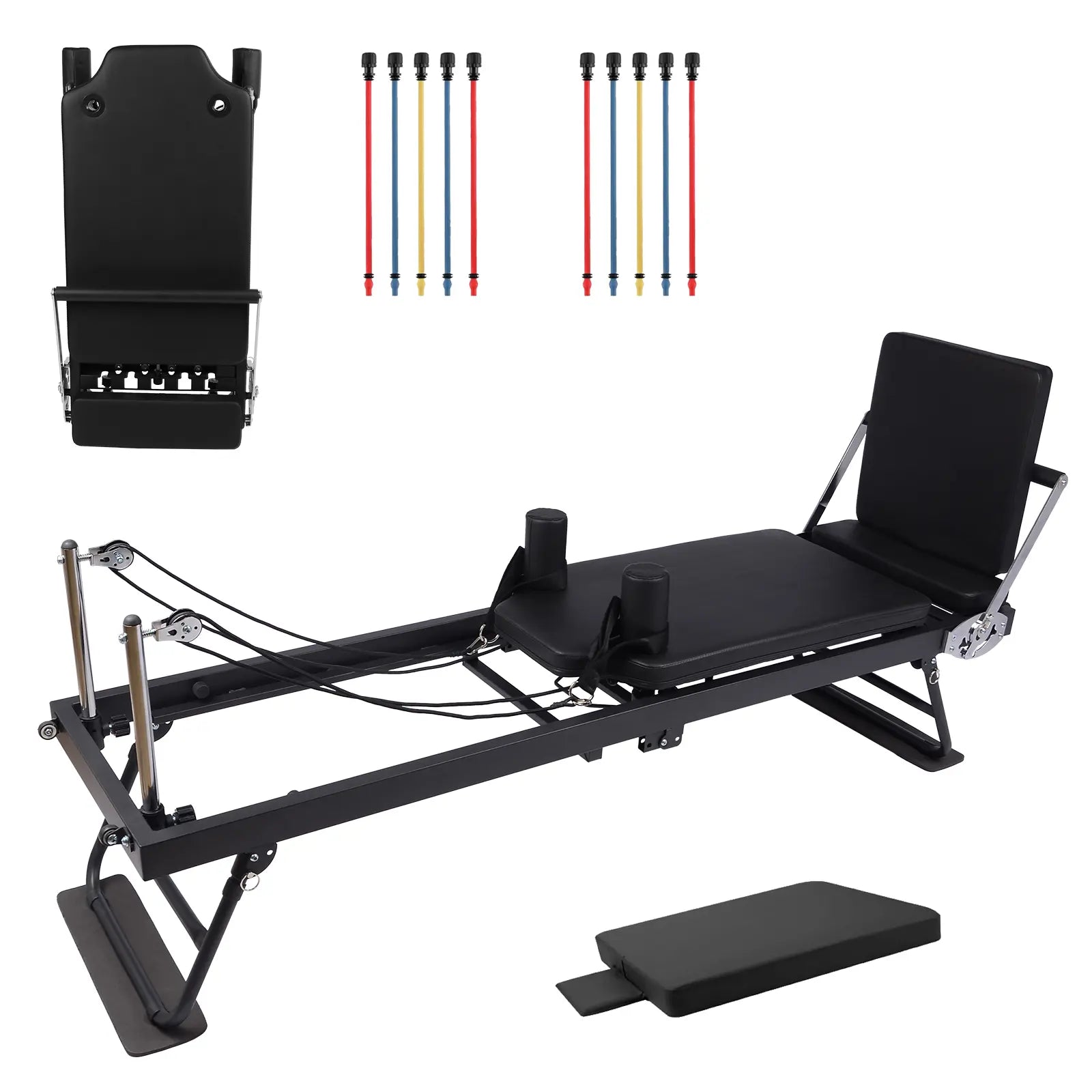 Pilates Reformer Machine 77.5 in Foldable Pilates Equipment for Home Gym Workout,Adjustability Pilates Workout Equipment with Resistance Ropes for Advanced and Beginners