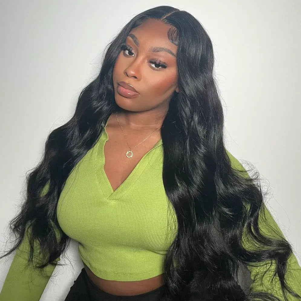 Hot Star Body Wave Wig 13X6 HD Transparent Lace Front Wigs Human Hair Pre Plucked 180% Density Brazilian Straight Frontal Wigs Human Hair with Baby Hair Natural Hairline for Women