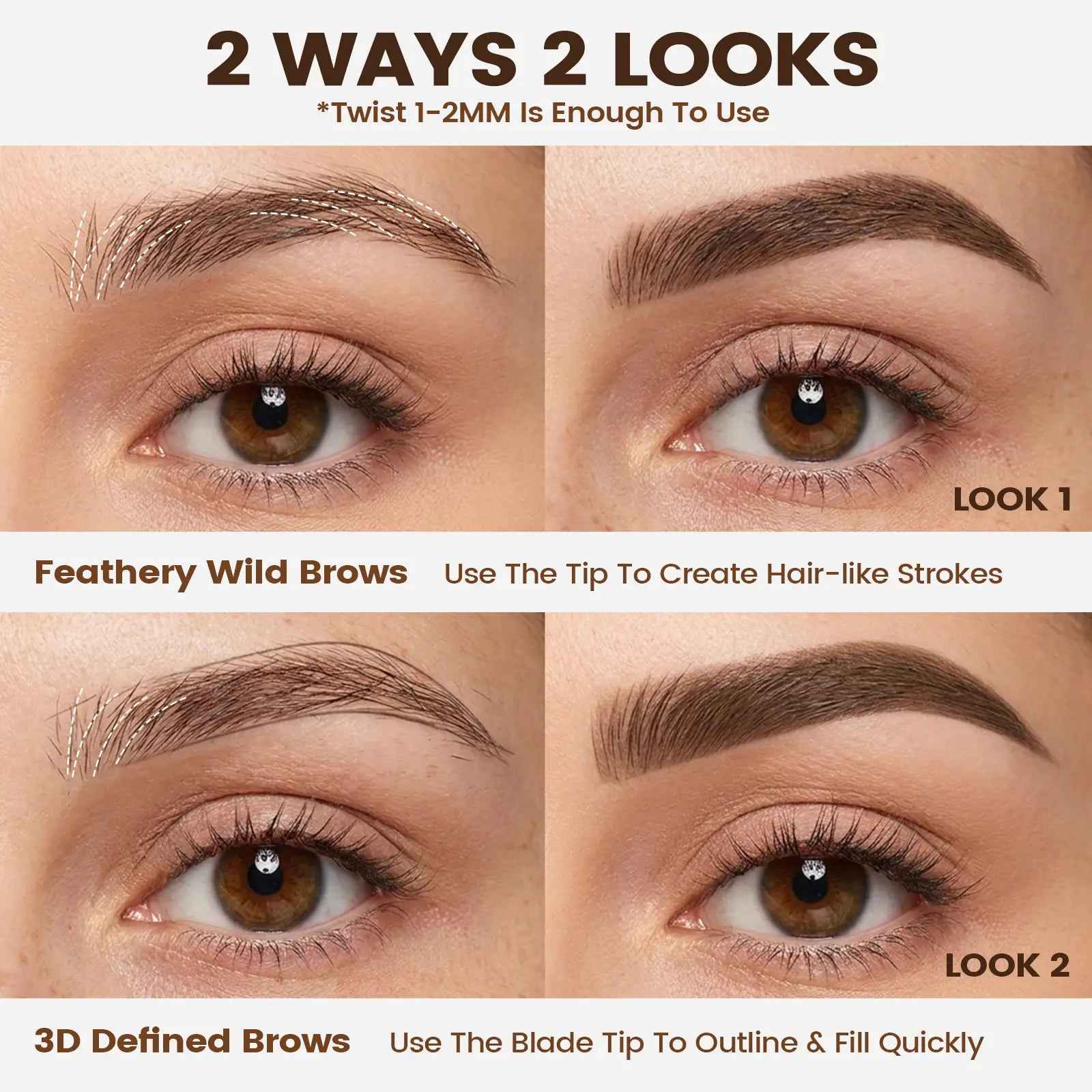 FOCALLURE Eversharp Blade Cosmetic Eyebrow Pencil with Sharpener, Waterproof, Smudge-Proof, High Pigmented, Break-Resistant, Non-Caking, Smooth Pre-Filled Natural-Looking Makeup Eyebrow Pencil