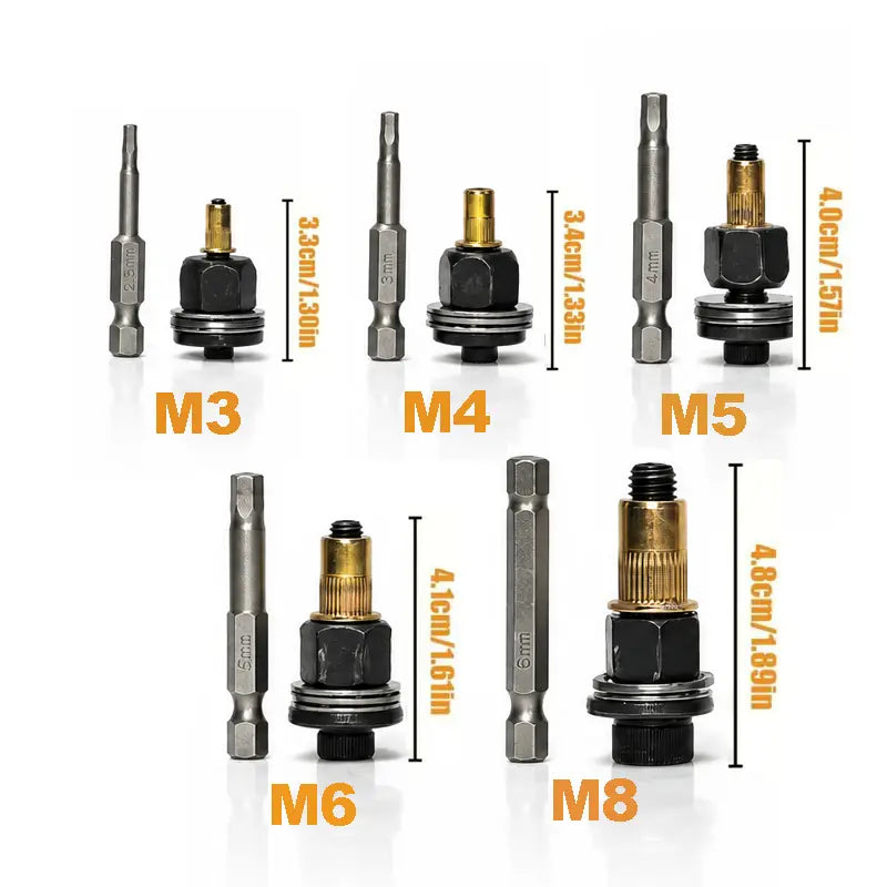 Head Rivet Nut Tool, M3 M4 M5 M6 M8 Rivnut Kit, Carbon Steel Rivnut Set, Threaded Rivet Nut Kit, Manual Riveter Rivnuts Tool Accessory for Automotive Repair Warehouses,Fathersdaygift