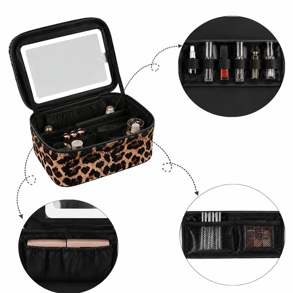 Travel Makeup Bag, Portable Cosmetic Bag, Large Capacity Travel Makeup Case Organizer, Black for Women Toiletry Bag for Girls Traveling with Handle and Divider