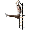 Swedish Ladder Wood Stall Bar, Suspension Trainer with Pull-Up Bar and Dip Bar Attachments, Wooden Stall Bar with 9 Strategic Rods for Core Strengthening and Stretching Balanced for Body Exercises