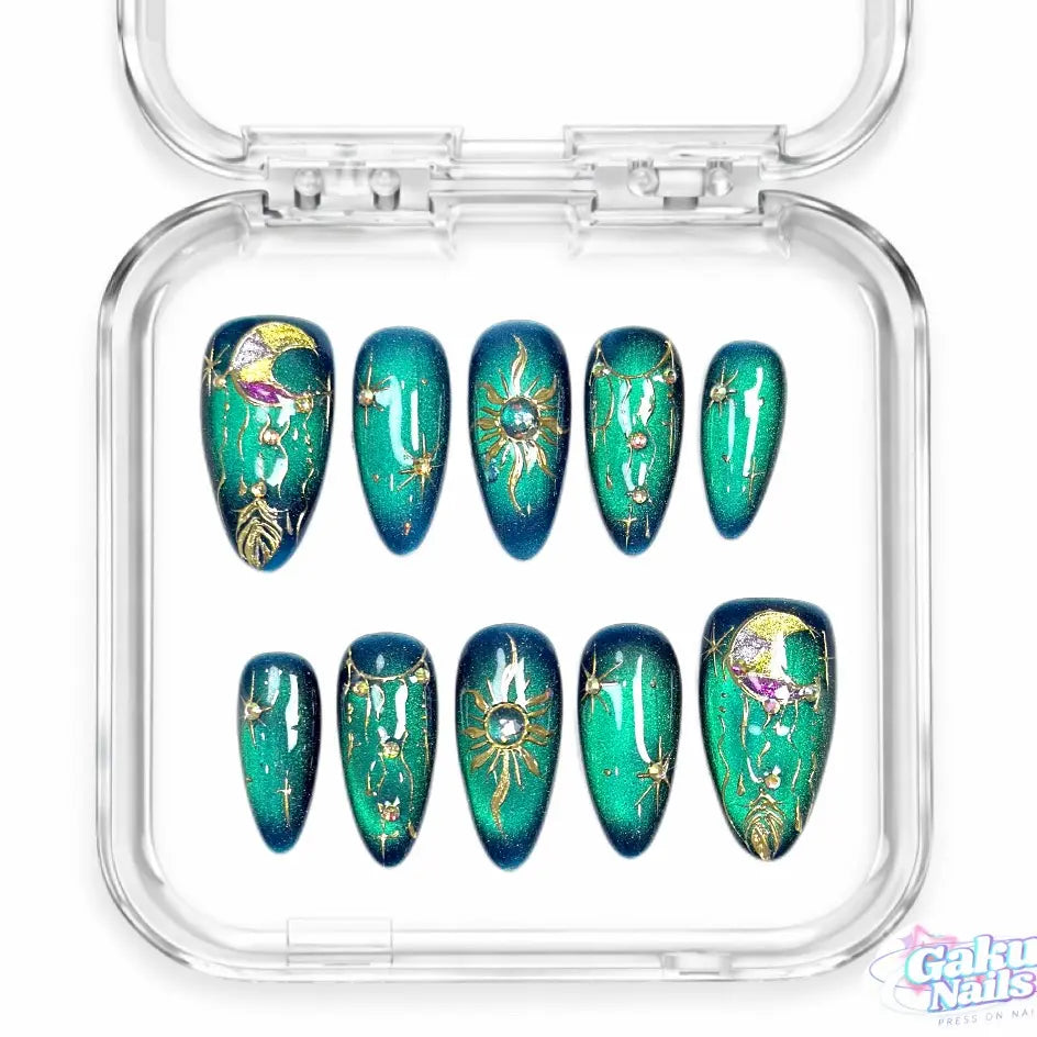 Gakunails MEDIUM ALMOND Collection - 23Mm Length Handmade Press on Nails with Toolkit & Reusable Design for Eco-Friendly Beauty Sticky Tabs Debonder