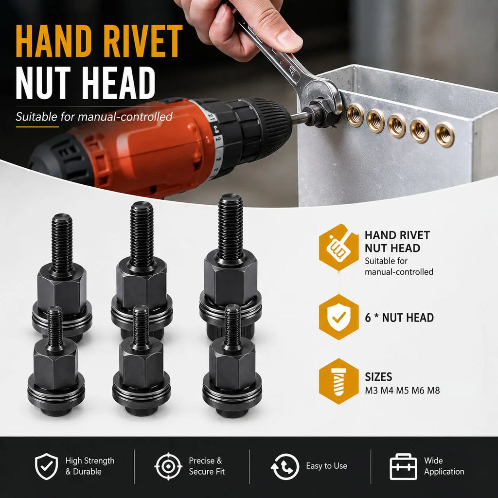 Head Rivet Nut Tool, M3 M4 M5 M6 M8 Rivnut Kit, Carbon Steel Rivnut Set, Threaded Rivet Nut Kit, Manual Riveter Rivnuts Tool Accessory for Automotive Repair Warehouses,Fathersdaygift