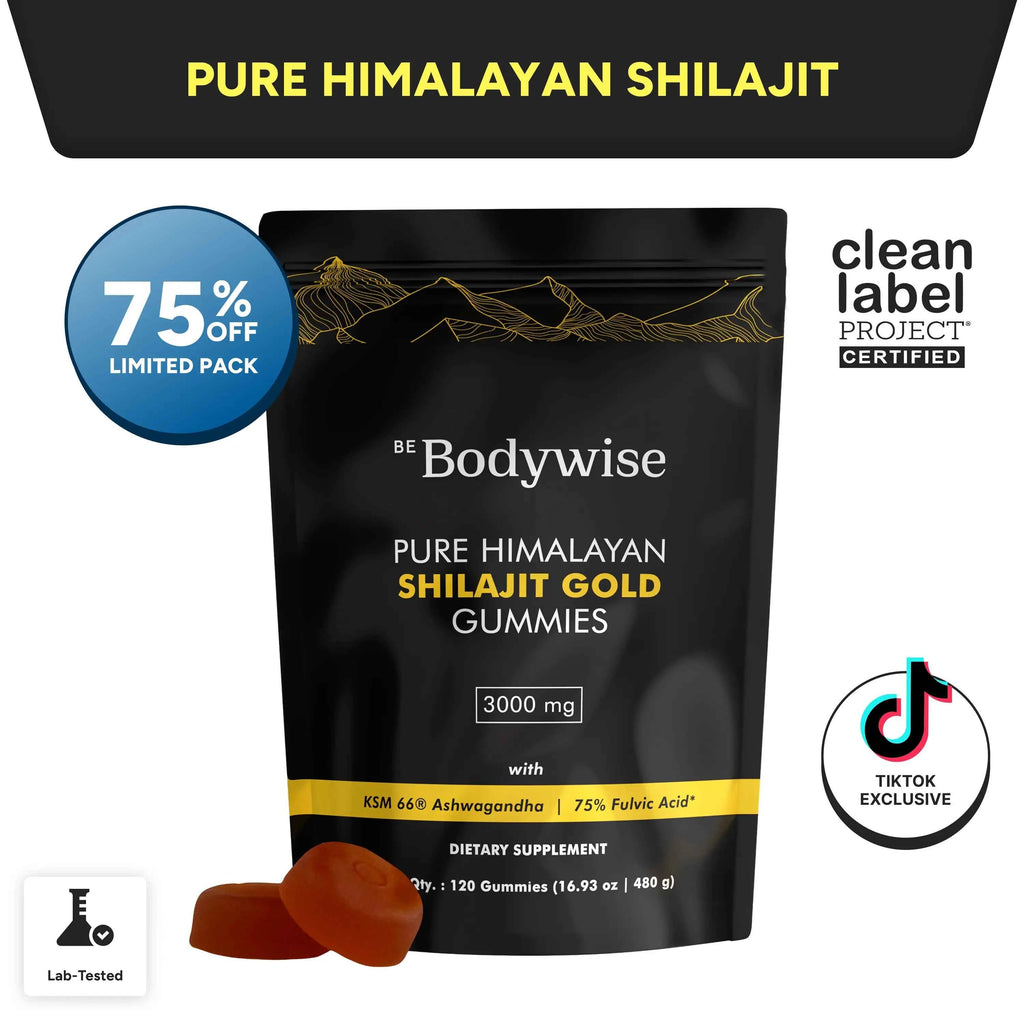 Be Bodywise by Root Labs Pure Himalayan Shilajit Gummies | New Year New Me Edition | 3000 Mg with KSM-66 Ashwagandha, Gokshura, Saffron, Black Musli | Fulvic Acid & 85+ Trace Minerals | No Added Sugar | Natural Strength, Focus & Stamina Support