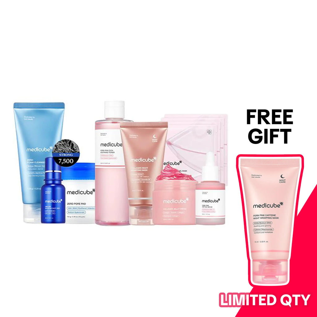 [Medicube] Affordable Glass Glow Skincare Set | Includes 8 Products for Gentle Skin Glow Routine