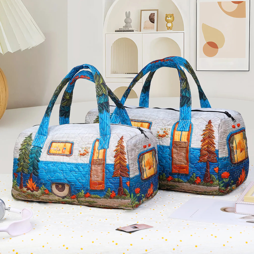Boho Quilted Weekender Duffele Bag for Women - Vibrant Hippie-Inspired Hippie Stuff Large Tote, Lightweight Travel Bag with Soft Fabric, Adjustable Shoulder Strap, Wrist Strap, Ideal for Short Trips, Overnight Stays