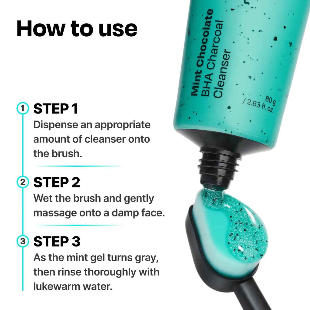 Celladix Mint Chocolate BHA Charcoal Facial Cleanser, Deep Cleansing Formula for Daily Skincare
