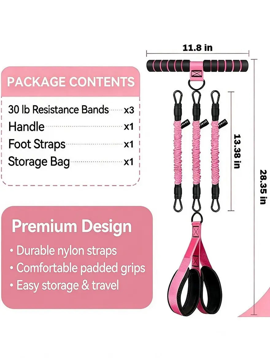 Upgraded Pedal Resistance Band Trainer - Durable Latex Tubes, Beginner-Friendly, Women'S Workout Gear, Portable Home Workout Exercise Equipment for Resistance Band Training & Toned Arms
