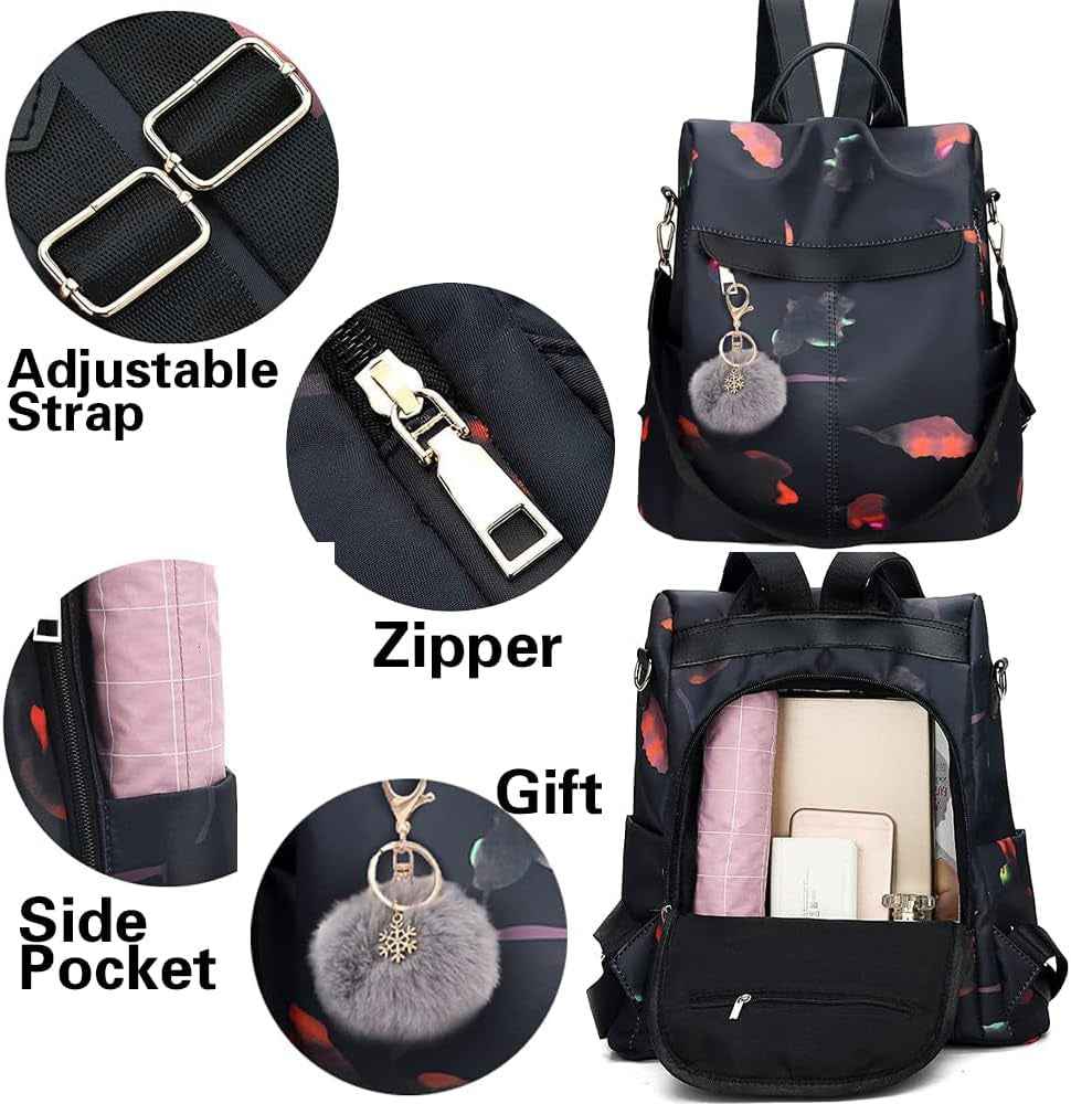 Backpack Purse for Women Mini Anti-Theft Bag Waterproof Nylon Backpack Stylish Large Capacity Travel Bag