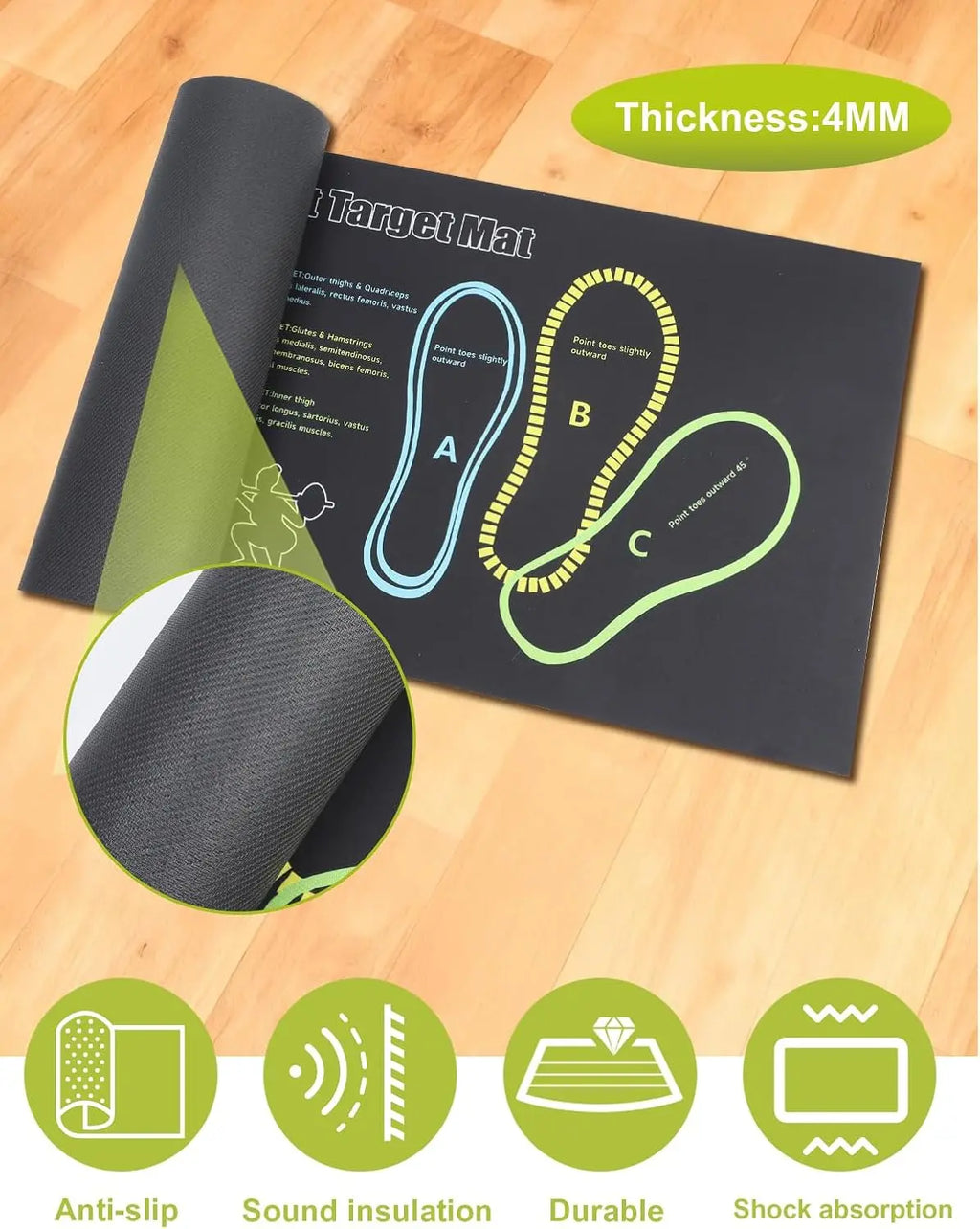 Exercise Mat Perfect for Squats, Leg and Ab Workouts, Squat Guide Mat, Squat Step Position, Squat Mat Knee Mat Lightweight and Portable for Men and Women Summervibes