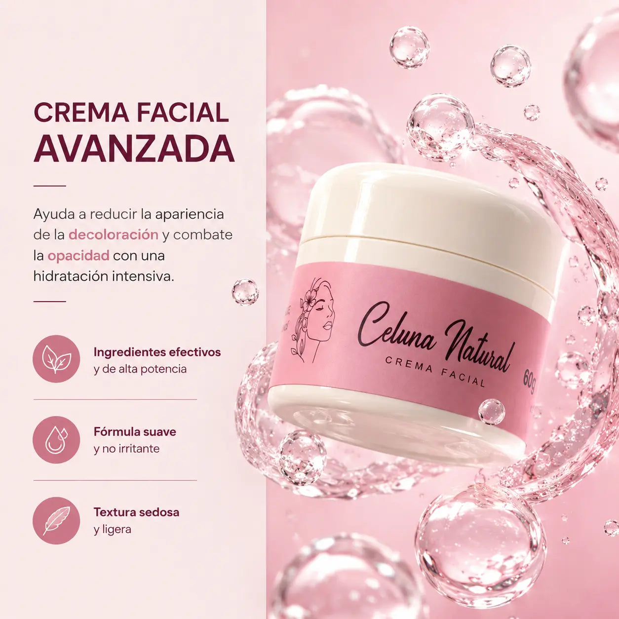 Natural Brightening Face Cream, Dual-Action Day and Night Moisturizer for Deep Hydration and Luminous Skin, 60 Ml, Hydrate, Moisture