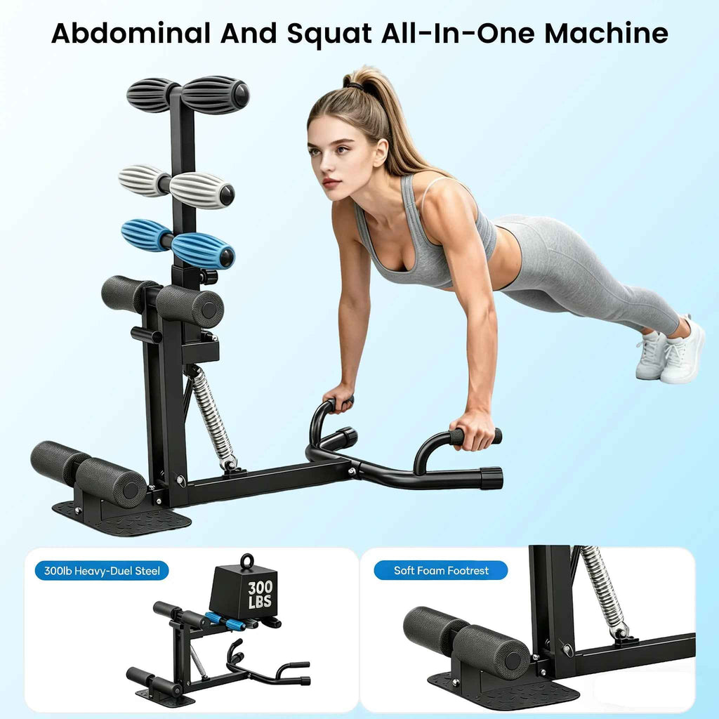 Ranbro Deep Squat Machine Multi Level Adjustable Structure with 300Lbs Weight Capacity Versatile Heavy Duty Gear for Home Gym Workouts Practical Multi Position Cushion Bench Training Device Space Saving Steel Frame Fitness Equipment