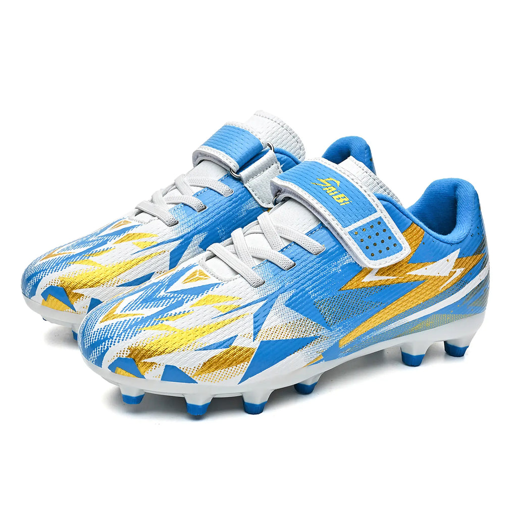 Kids Soccer Cleats for Boys Girls, High Turf Football Boot Youth Outdoor Soccer Shoes, Durable TPU Cleats Firm Ground Training Cleats with Secure Strap Fit for Practice and Game Day