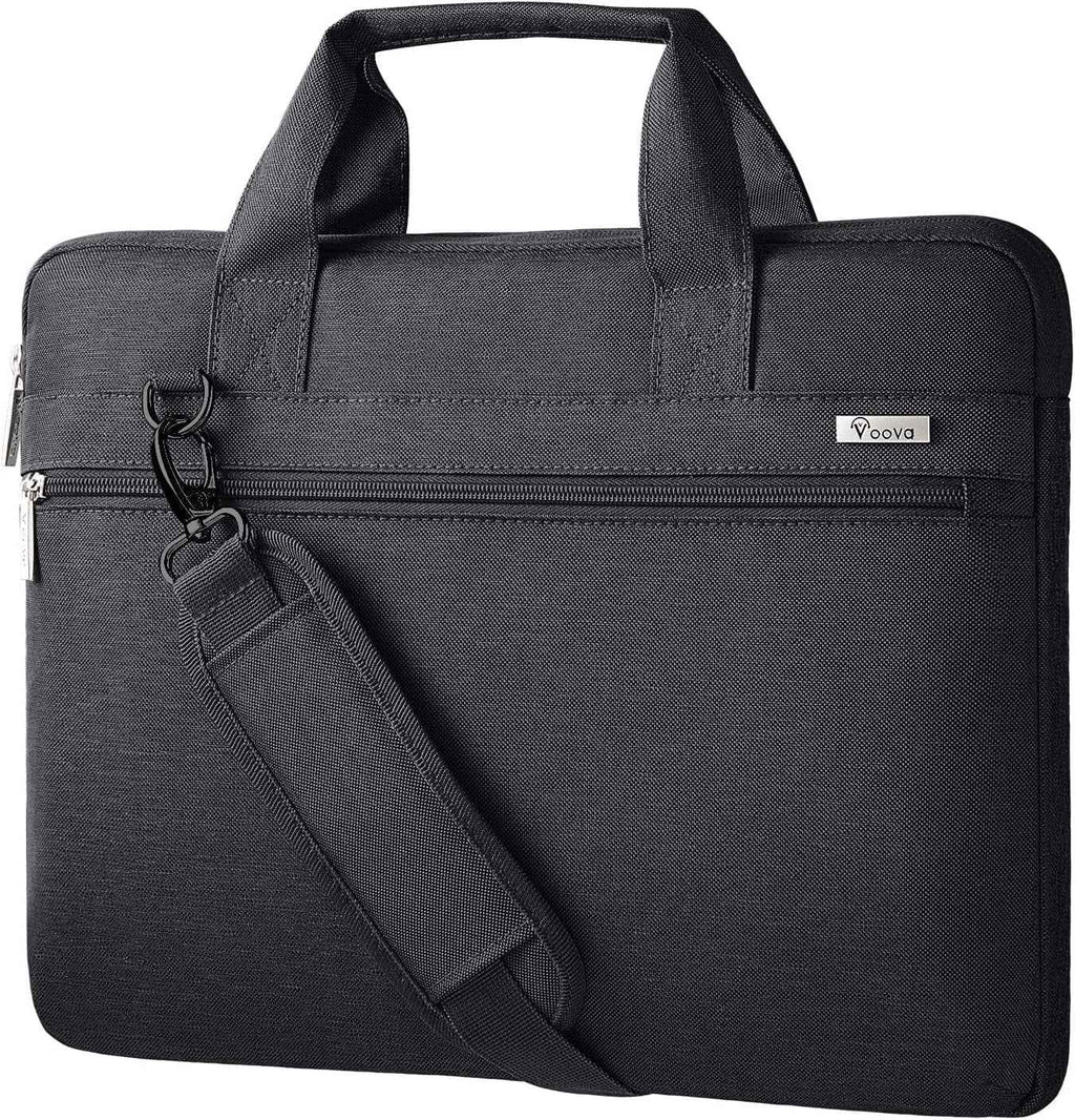 Laptop Bag 17 17.3 Inch, 360° Protective Laptop Case Sleeve with Shoulder Strap Compatible with 17-18 Inch Lenovo Asus Acer Dell Hp, Waterproof Computer Bag Slim Briefcase for Men Women, Black