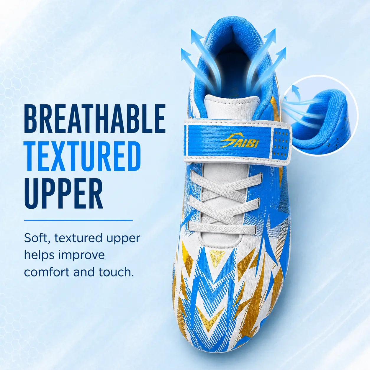 Kids Soccer Cleats for Boys Girls, High Turf Football Boot Youth Outdoor Soccer Shoes, Durable TPU Cleats Firm Ground Training Cleats with Secure Strap Fit for Practice and Game Day