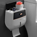 1-Piece Wall-Mounted Toilet Paper Holder, Double-Capacity Bathroom Tissue Waterproof Storage Box, Space-Saving Bathroom Organizer