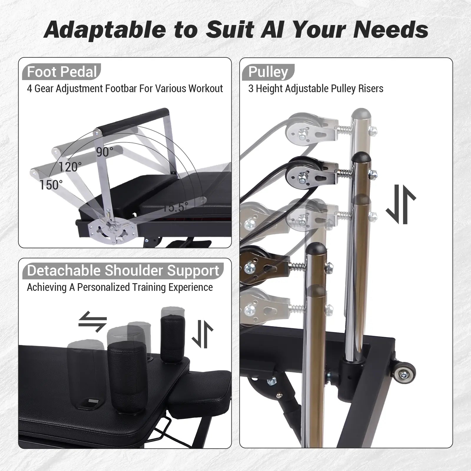 Pilates Reformer Machine 77.5 in Foldable Pilates Equipment for Home Gym Workout,Adjustability Pilates Workout Equipment with Resistance Ropes for Advanced and Beginners