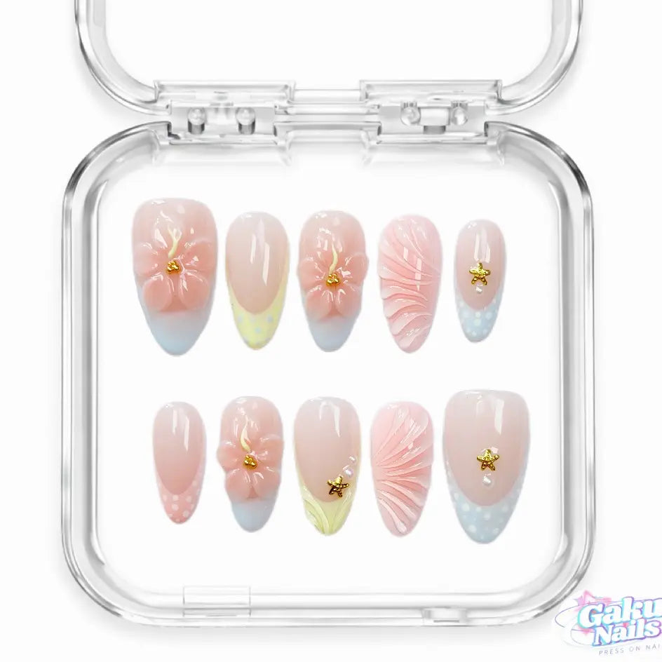 Gakunails MEDIUM ALMOND Collection - 23Mm Length Handmade Press on Nails with Toolkit & Reusable Design for Eco-Friendly Beauty Sticky Tabs Debonder