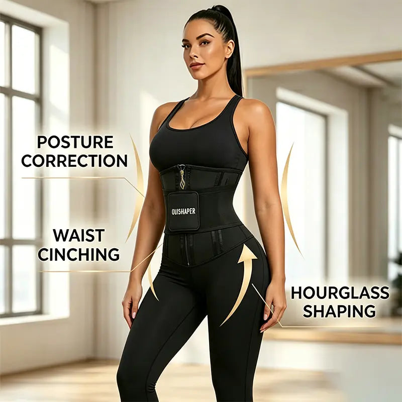 QUISHAPER Breathable Waist Trainer Belt Cincher Trimmer Tummy Control Body Shaper Women and Men for Corset Sport Workout Postpartum Belly Band Gym Beauty Shapewear Girdle Zipper Hooks Womenswear