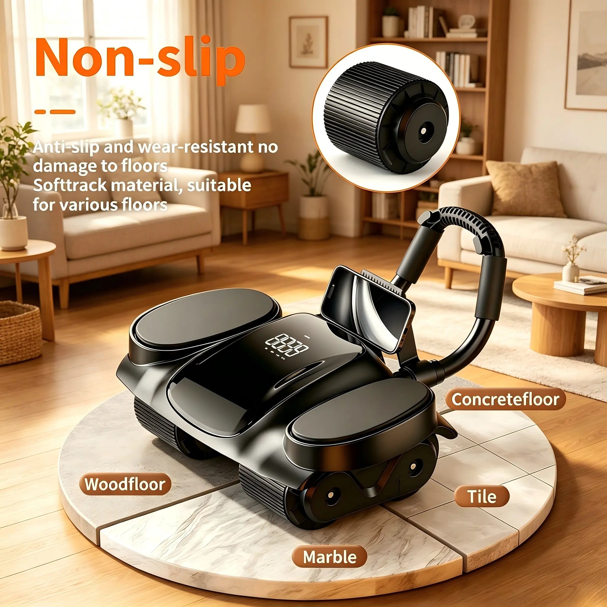 4 Wheel Auto Rebound Ab Roller with Digital Counter, Thick Elbow Pad & Phone Holder, Smooth Core、 Trainer for Home Gym Unisex Fitness Equipment Abdominal Exercise Equipment Abdominal Workout Machine Foam Roller Ab Roller Ab Roller Wheel Glutes Trainer