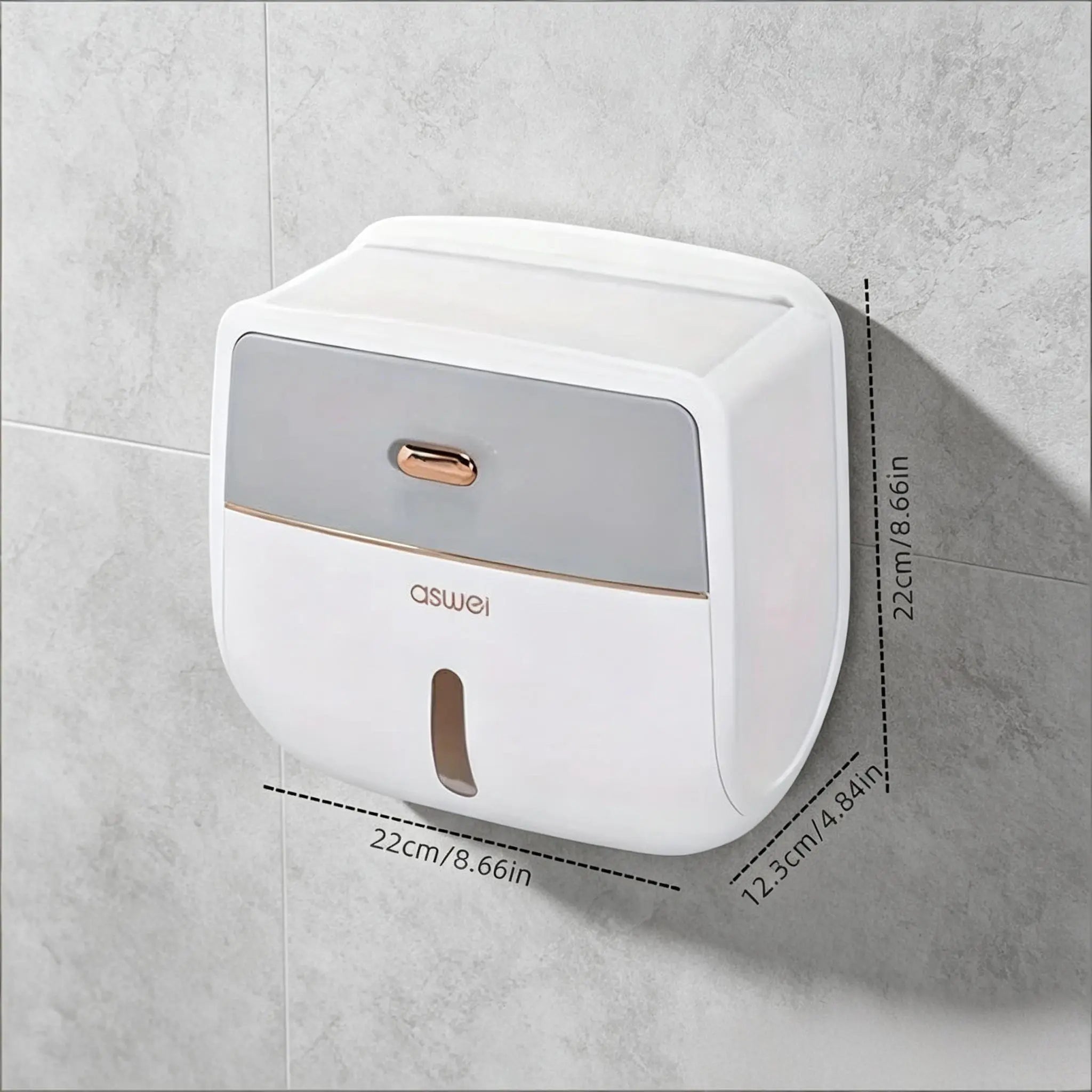 1-Piece Wall-Mounted Toilet Paper Holder, Double-Capacity Bathroom Tissue Waterproof Storage Box, Space-Saving Bathroom Organizer