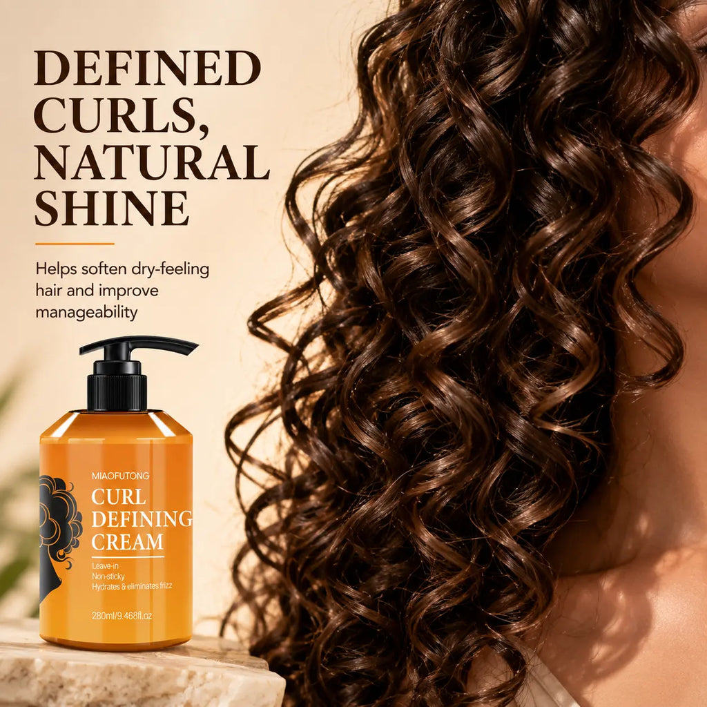 Curl Defining Cream 280Ml for Wavy & Curly Hair, Lightweight Leave-In Styling Cream Helps Smooth Frizz, Moisturize Dry-Feeling Hair, Reduce Static, Add Soft Bounce & Natural Curl Definition