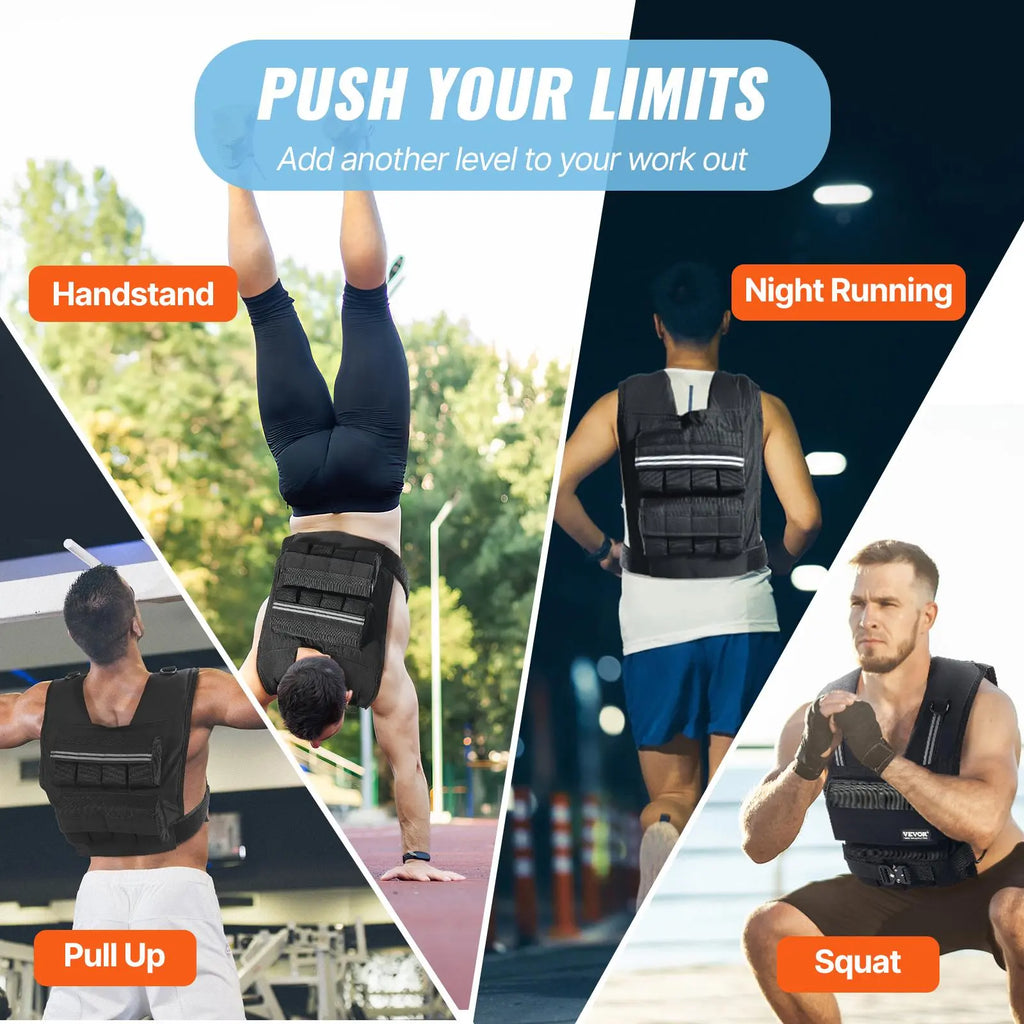 【Dealsforyoudays】Vevor Adjustable Weighted Vest, 35Lb Weight Vest with Iron Weights, Shoulder Pad, and Reflective Stripe, Body Weight Vest Exercise Set for Men Women, Workout Equipment for Strength Training Running
