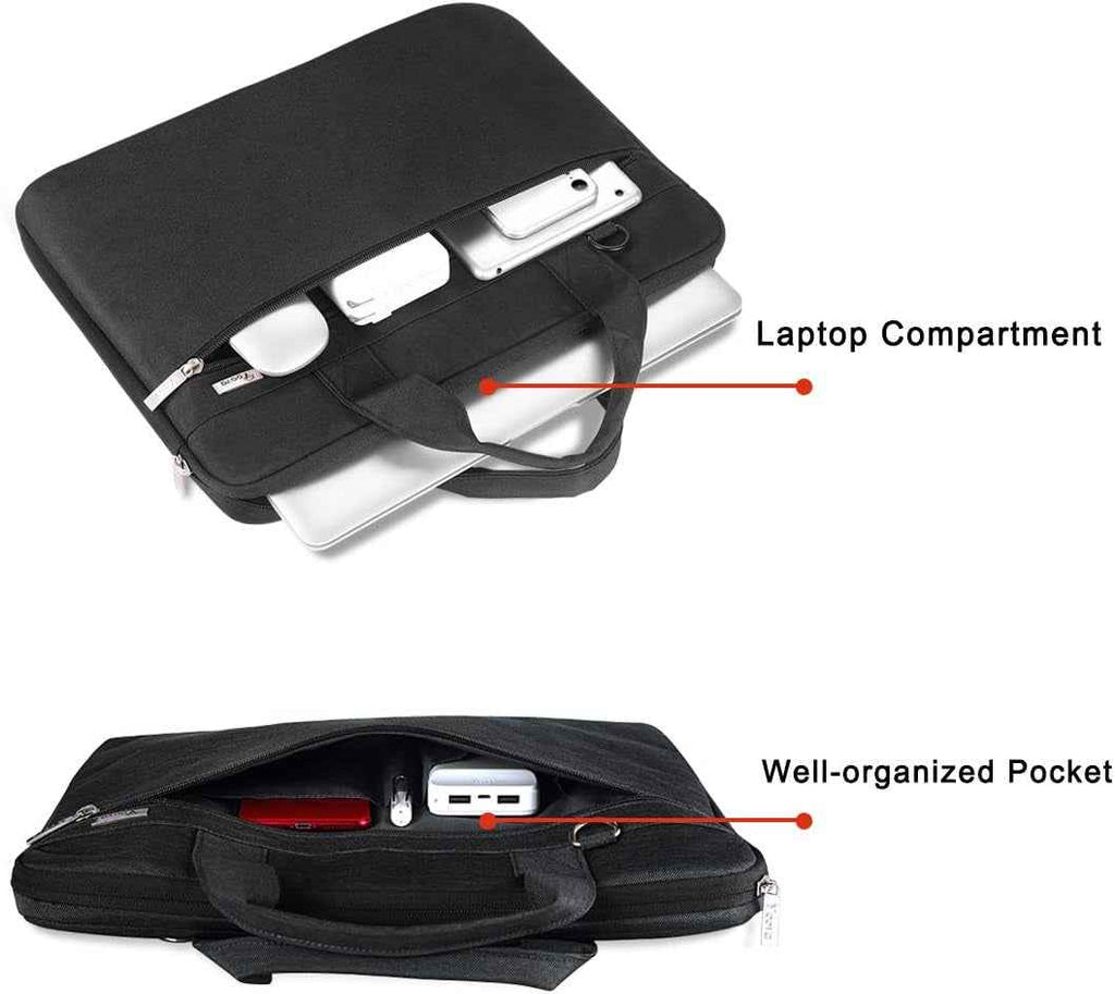 Laptop Bag 17 17.3 Inch, 360° Protective Laptop Case Sleeve with Shoulder Strap Compatible with 17-18 Inch Lenovo Asus Acer Dell Hp, Waterproof Computer Bag Slim Briefcase for Men Women, Black