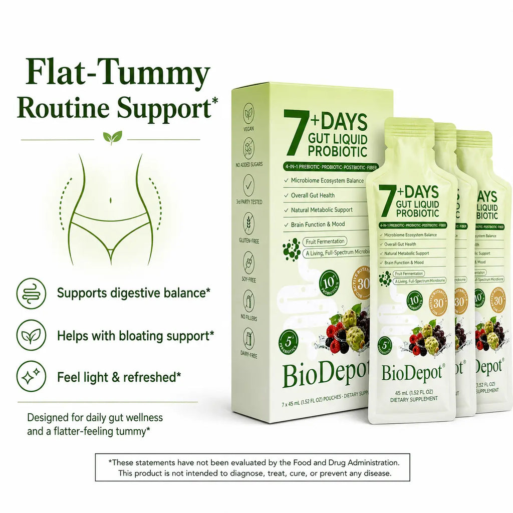 Biodepot Synbiotic Liquid Probiotics 7-Day Daily Wellness Drink with Fruit & Botanical Blend