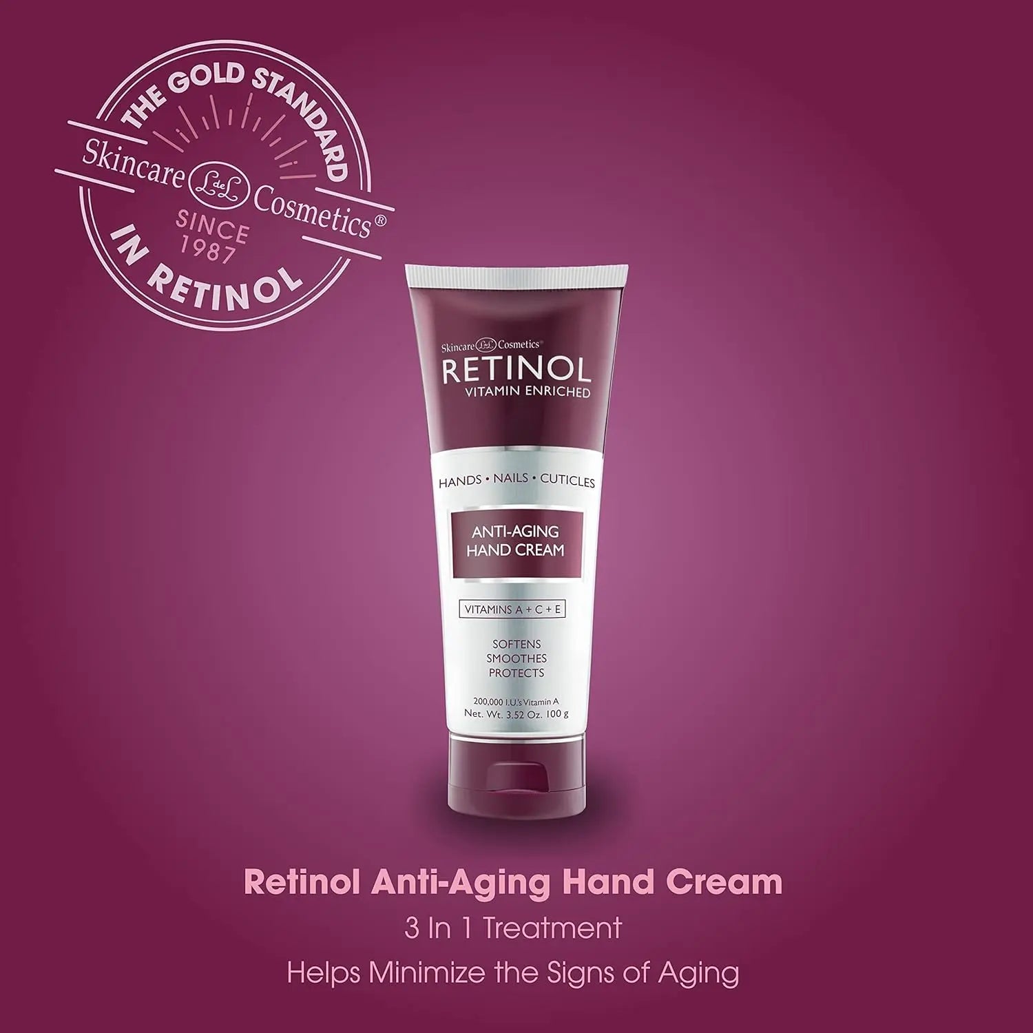 3-Pack: Retinol Anti-Aging Hand Cream - Vitamin a Retinol + Vitamins C & E + Green Tea Extract - Hands, Nails & Cuticles - LIVAURA