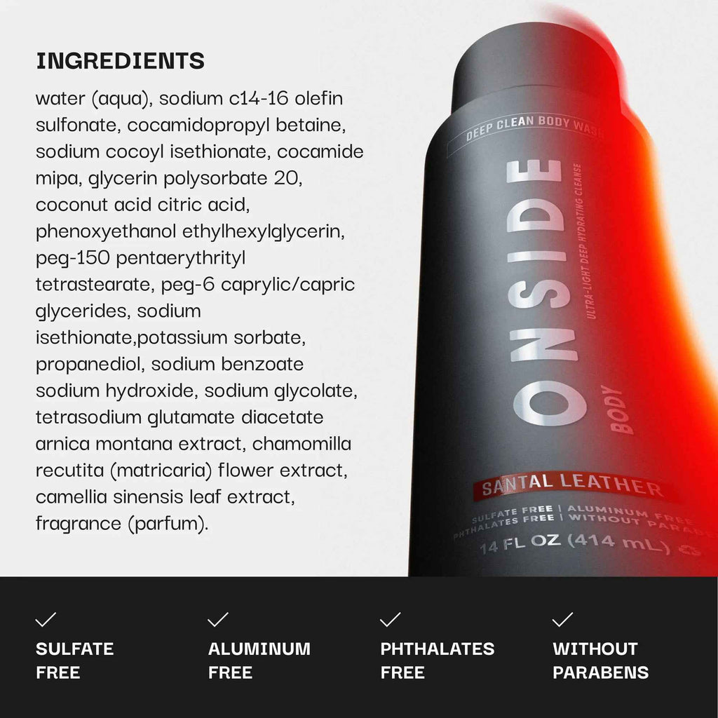 ONSIDE Deep Clean Body Wash | Removes Sweat, Dirt & Buildup | Maintains Skin Balance, Soothes & Refreshes | Dermatologist Tested + Sulfate, Paraben & Phthalate Free