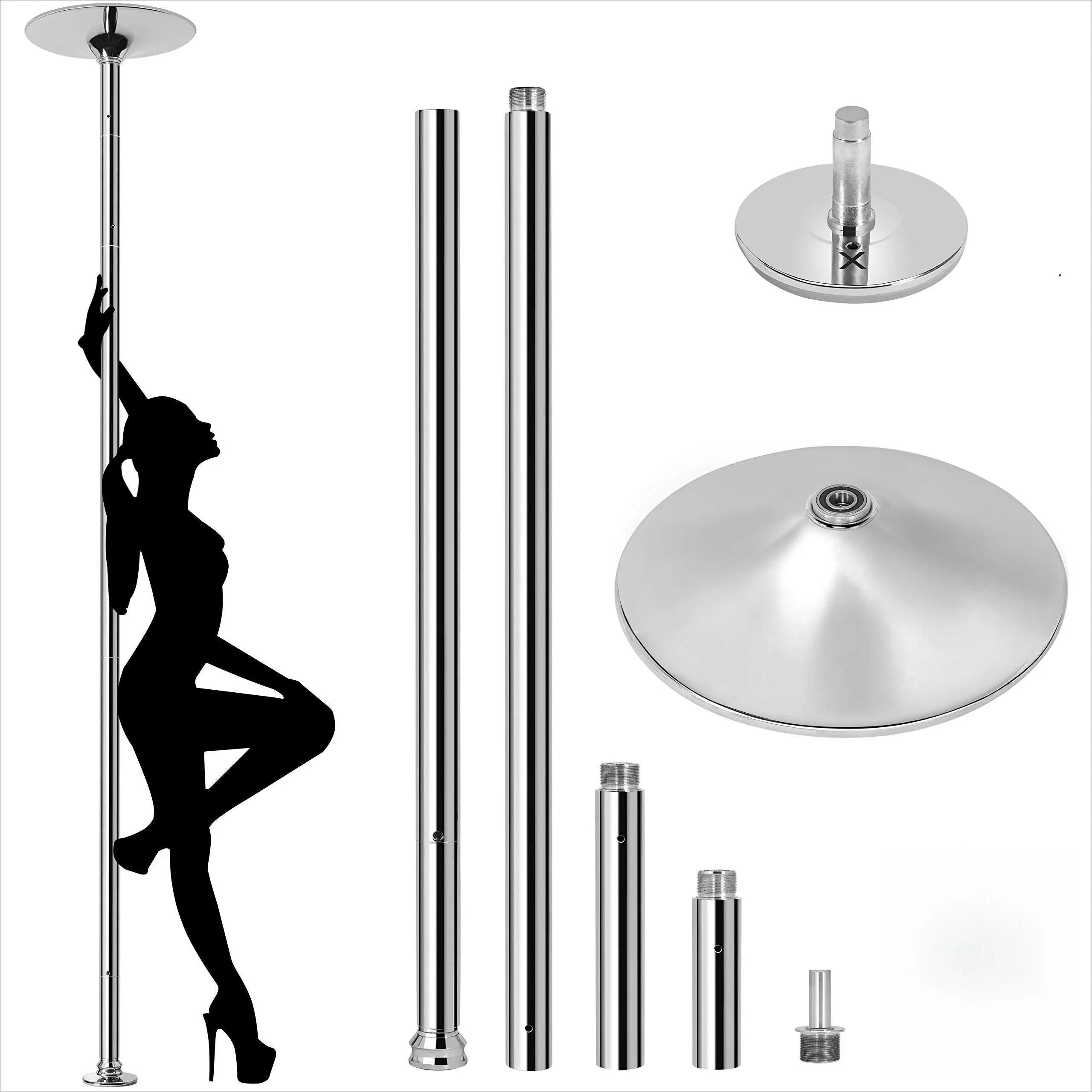Portable Dancing Pole – 45Mm Spinning & Static Modes – Height Adjustable Removable Fitness Pole – for Home Gym, Exercise, Club & Party
