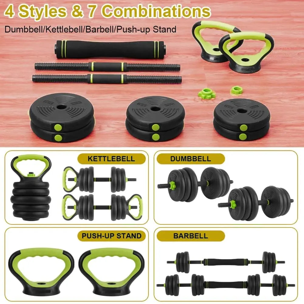 4-In-1 Adjustable Dumbbell Set 88/66 Lb – Converts to Barbell, Kettlebell & Push-Up Stand – All-In-One Home Gym Strength Training Equipment for Men & Women – Full Body Workouts