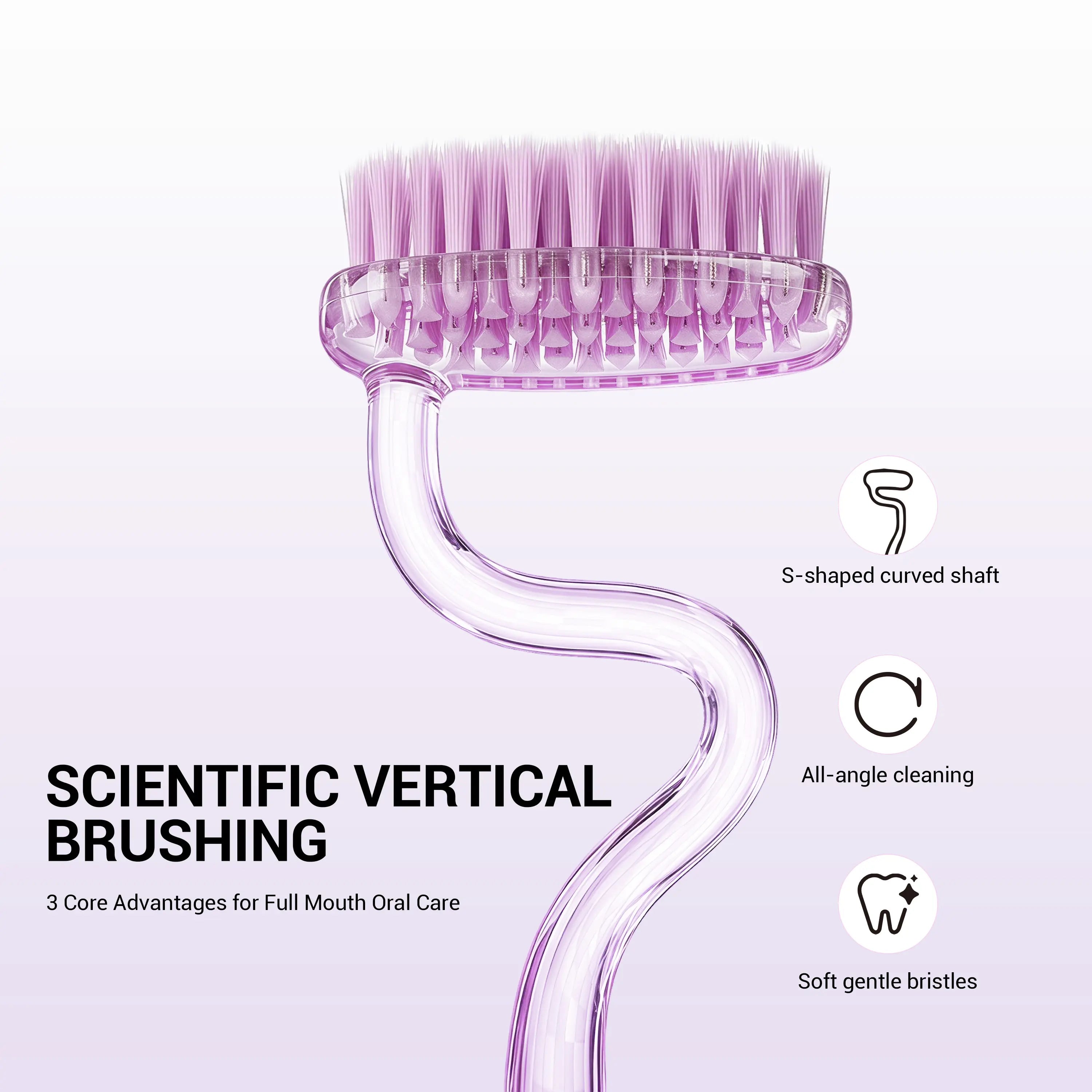 CEELIKE S-Shaped Toothbrush - Ergonomic Curved Handle, Soft Bristles for Deep Oral Cleaning, Comfortable Daily Oral Care, Non-Medical