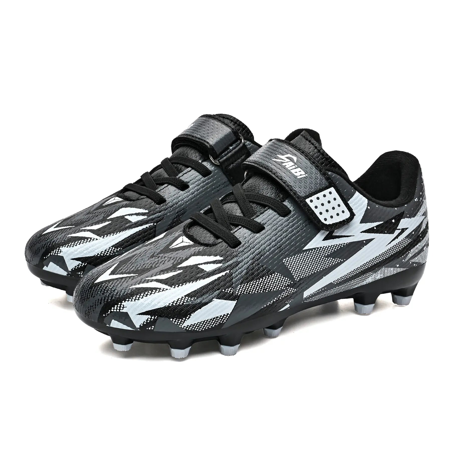 Kids Soccer Cleats for Boys Girls, High Turf Football Boot Youth Outdoor Soccer Shoes, Durable TPU Cleats Firm Ground Training Cleats with Secure Strap Fit for Practice and Game Day